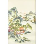 Two Chinese Porcelain Plaques, 20th Century, one enamelled in colours with two figures in a