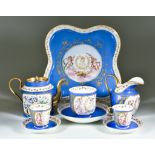 A 'Sevres' Chateau des Tuileries Part Tea Service, 19th Century, painted in gilt with crowned wreath