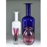 A Handblown Art Glass Vase of Pink Tint, with etched mark - "Craig '99", 8.5ins high, an art glass