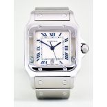 A Gentleman's Quartz Wristwatch by Cartier, Model Santos, stainless steel case 28mm diameter with
