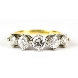 A Five Stone Diamond Ring, 20th Century, 18ct gold, set with five brilliant cut round diamonds,