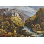 19th Century British School - Pair of oil paintings - View of ruined castle overlooking loch, and