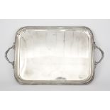 A George V Silver Rectangular Two-Handled Tray, by Atkin Bros., Sheffield, 1915, with reeded