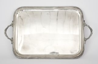 A George V Silver Rectangular Two-Handled Tray, by Atkin Bros., Sheffield, 1915, with reeded