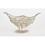 An Edward VII Silver Gilt Oval Basket, maker's mark rubbed, London, 1905, of classical form with