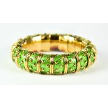 An 18ct Gold and Enamelled Articulated Bracelet, 20th Century, marked "Tiffany, Schlumberger",