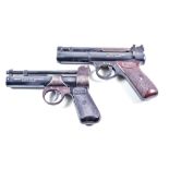 Two Mid 20th Century Air Pistols, by Webley, one .22 calibre with blued action and brown composite