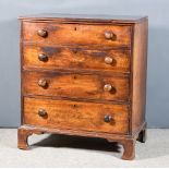 A George III Mahogany Chest, with moulded edge to top, fitted four long graduated drawers on bracket