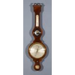 A George III Mahogany Wheel Barometer and Thermometer, by D Bugden 26 Brydyes Street, Covent Garden,