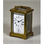 A Late 19th Century French Carriage Timepiece, the white enamel dial with Roman numerals and