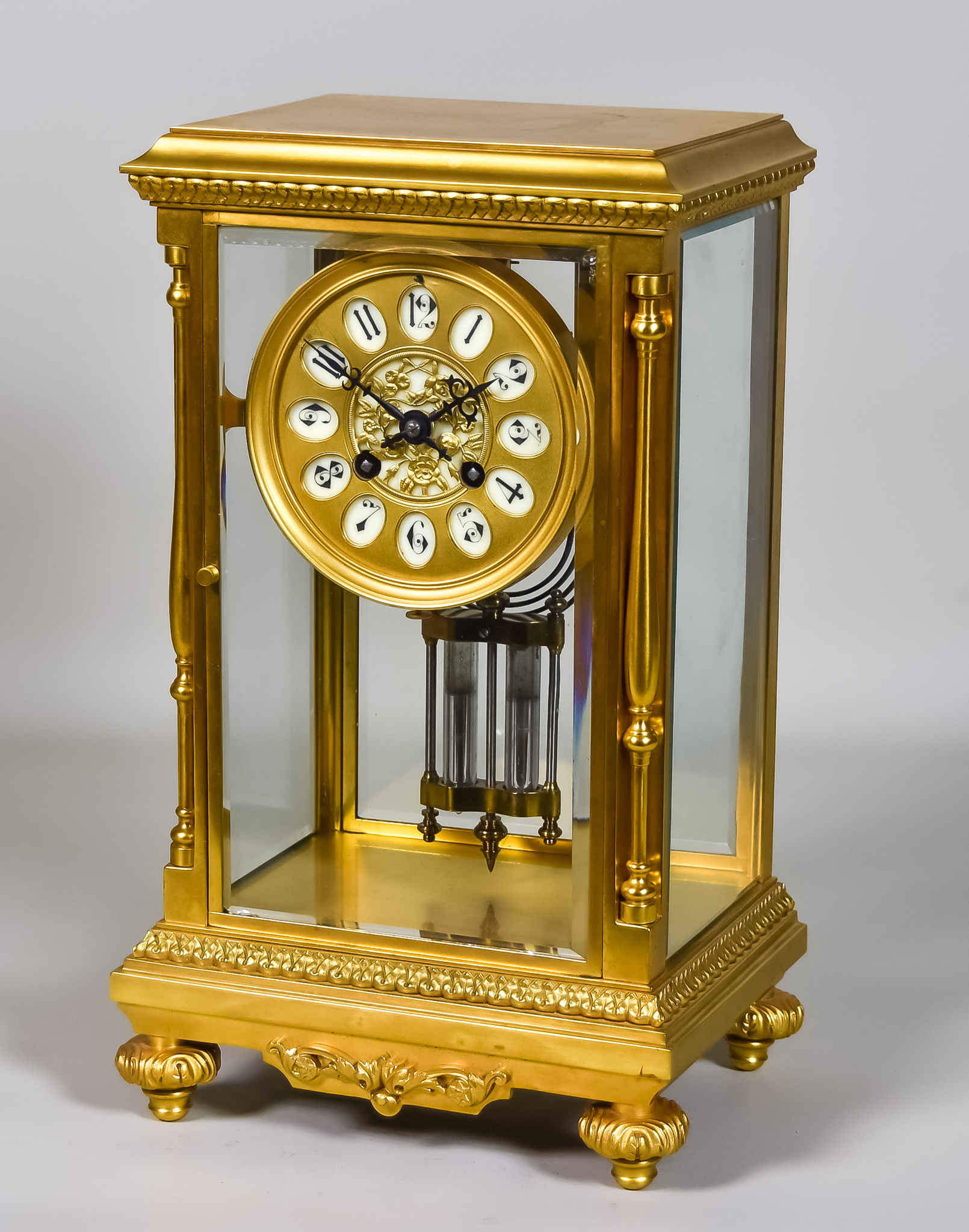 A 19th Century French Gilt Brass "Four Glass" Mantle Clock, by Japy Freres, Paris, No. 2175, the