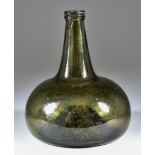 An Onion-Shaped Wine Bottle of Pale Olive Tint, Late 17th/Early 18th Century, 6.75ins high