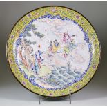 A Chinese Canton Enamel Dish, 18th Century Qianlong, enamelled in colours with the eight Daoist