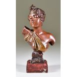 Emmanuel Villanis (1858-1914) - Bronze bust - "Thais", signed and with foundry mark, on polished