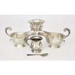 A Pair of George VI Silver Oval Sauce Boats and Mixed Silver Ware, the sauce boats by S