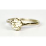 An 18ct White Gold Solitaire Diamond Ring, 20th Century, set with a centre brilliant cut white