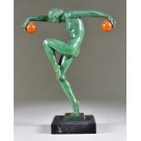 Maurice and Marcel Denis (Early 20th Century) - Cold painted metal figure - 'La danse aux boules',