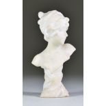 Late 19th/Early 20th Century Continental School - An alabaster bust of a young woman, unsigned, 6.