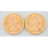 Two George V Sovereigns, 1913, fair/fine