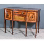 A George III Mahogany Bow Front Sideboard, with plain top, the front inlaid with stringings and