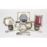 An Edward VII Silver Square Photograph Frame and Mixed Silver Ware, the frame maker's mark