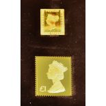 Two 22ct Gold Replica Postage Stamp Ingots, comprising the penny black and the one pound Machin,