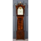 A 19th Century Mahogany Longcase Clock, the 14ins arched and painted dial with Roman and Arabic