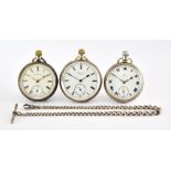 Three Keyless Pocket Watches, 20th Century, comprising - one silver by Benson of London, 50mm