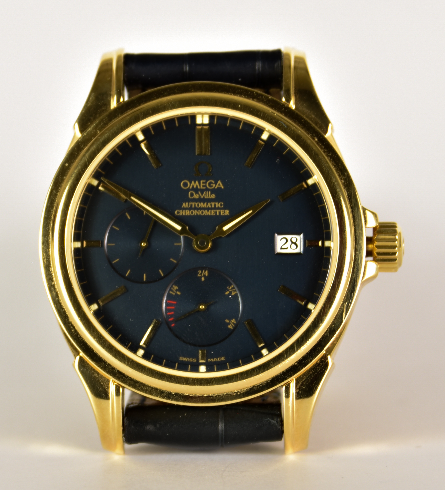 An Automatic Gentleman's Chronometer Wristwatch by Omega, model DeVille, Co Axial, 18ct gold case,