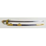 An Unusual Naval Officers Sword, by Eichorn of Germany, 29.5ins bright steel blade heavily