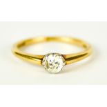 A Solitaire Diamond Ring, 20th Century, 18ct yellow gold set with a solitaire brilliant cut white