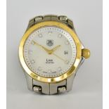 A Lady's TAG Heuer Quartz Link Wristwatch, Modern, stainless steel and gold coloured metal cased,