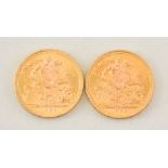 Two Elizabeth II Sovereigns, 1966, fair/fine