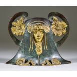 Charles Korschann (1872-1943) - Partially gilt bronze two-handled vase, naturalistically modelled