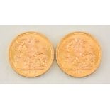 Two Elizabeth II Sovereigns, 1966, fair/fine