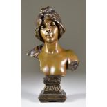 Emmanuel Villanis (1858-1914) - Bronze bust - "Silvia", signed and stamped "6438", 11ins high