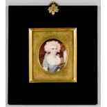 Late 18th Century English School - Miniature - Portrait of young lady with blue dress and