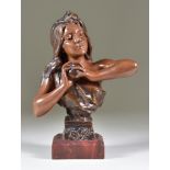 Emmanuel Villanis (1858-1914) - Bronze bust - "Eve", signed and with foundry stamp, on polished