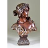 Emmanuel Villanis (1858-1914) - Bronze bust - "Cendrillon", signed, 12ins high