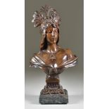 Emmanuel Villanis (1858-1914) - Bronze bust - "Salammbo", signed and with foundry mark, on