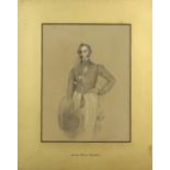 Early 19th Century British School - Pencil and chalk drawing - Standing portrait of Major John