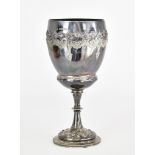 A Victorian Silver Goblet, by George Fisher, London, 1875, the bowl embossed with bands of bead,