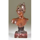 Emmanuel Villanis (1858-1914) - Bronze bust - "Tanacra", signed and with foundry mark, on polished
