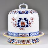 A Minton's Pottery Cheese Dish and Cover, Late 19th Century, printed and painted in blue with