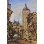 Thomas R Colman Dibdin (1810-1893) - Watercolour - Rouen street scene, signed and dated 1865, 30.