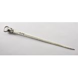 A George III Silver Meat Skewer, maker's mark rubbed, London 1761, with plain blade and cast shell