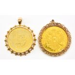 A Mixed Lot of Gold, 20th Century, comprising - 1915 Austrian 22ct gold Four Ducat coin, 14g, in a