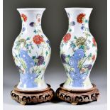 A Pair of Chinese Famille Verte Baluster-Shaped Vases, 19th/20th Century, enamelled in colours