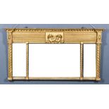 A William IV Gilt Overmantel Mirror, with ball ornament to cornice, reeded frieze carved with