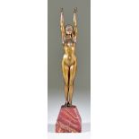 Dimitri Chiparus (1886-1947) - Bronze figure 'Invocation', naked female, on polished marble base,